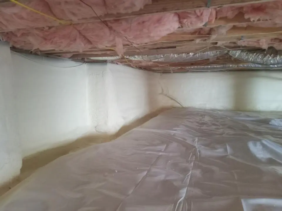 Crawl space encapsulation with closed-cell spray foam for Roof Waterproofing in Denville